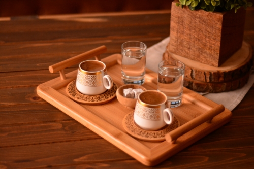 Ottoman 2 Kişilik Kahve Takımı Desen Altlıklı