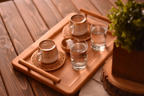 Ottoman 2 Kişilik Kahve Takımı Desen Altlıklı